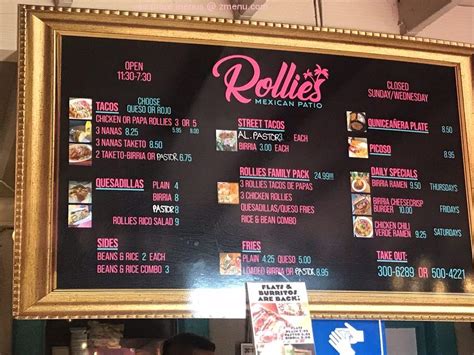 Rollies Menu And Prices